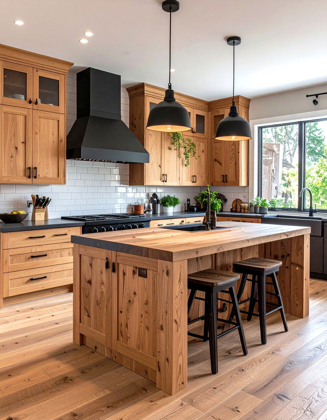 Introduce Warm Wood Elements - 20 Small Kitchen with Black Appliances Ideas