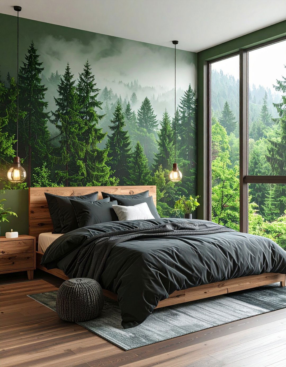 Introduce a Forest Mural in Your Forest Green Bedroom for Storybook Impact - 20 Forest Green Bedroom Ideas