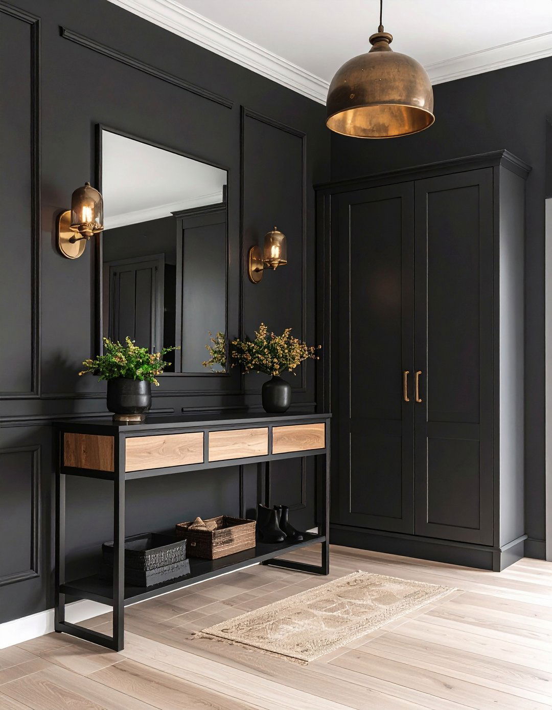 Inviting Black Entryway First Impression - 20 Black Room Ideas
