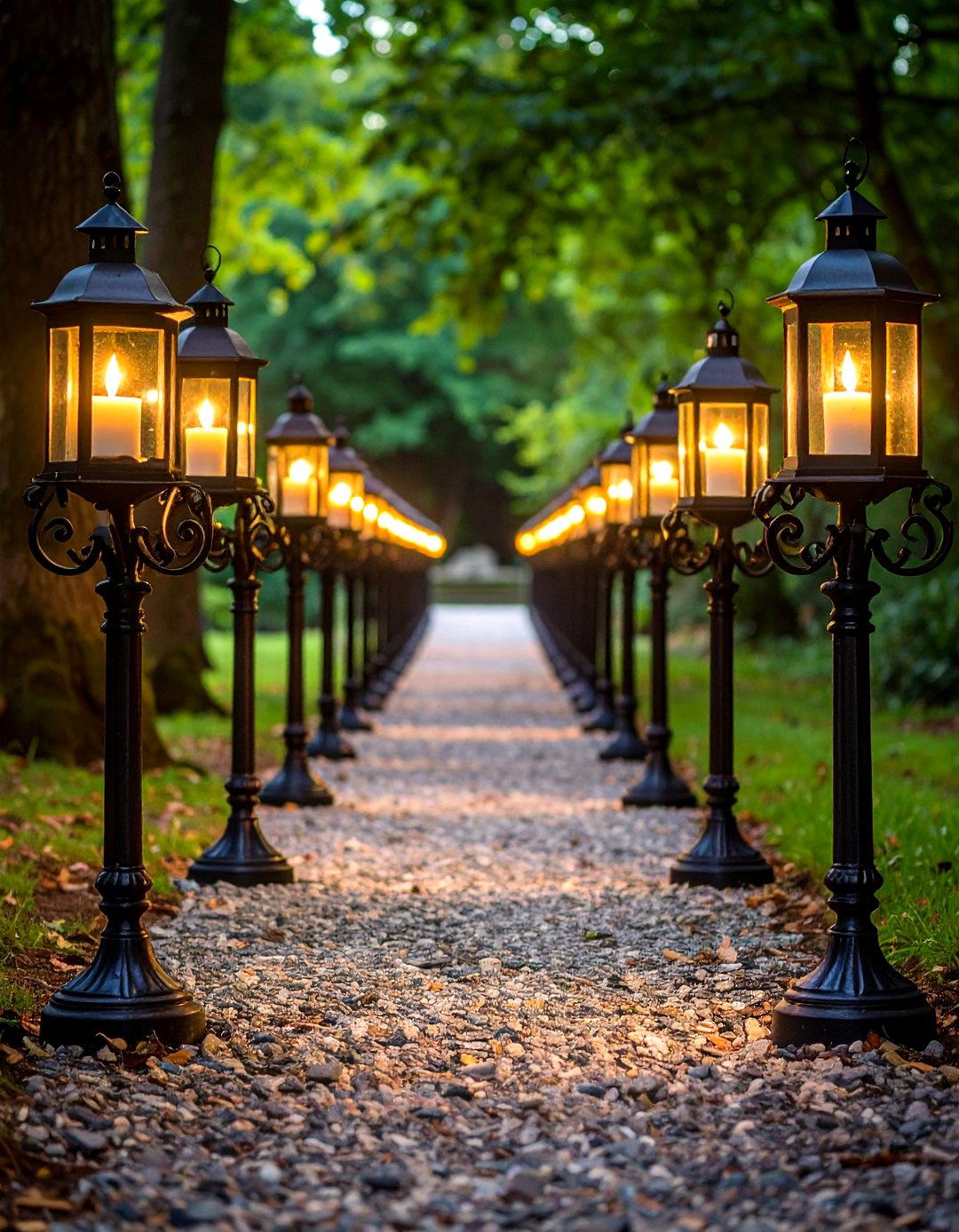 Iron Candelabra Line a Candlelit Path - 20 Gothic Garden Ideas