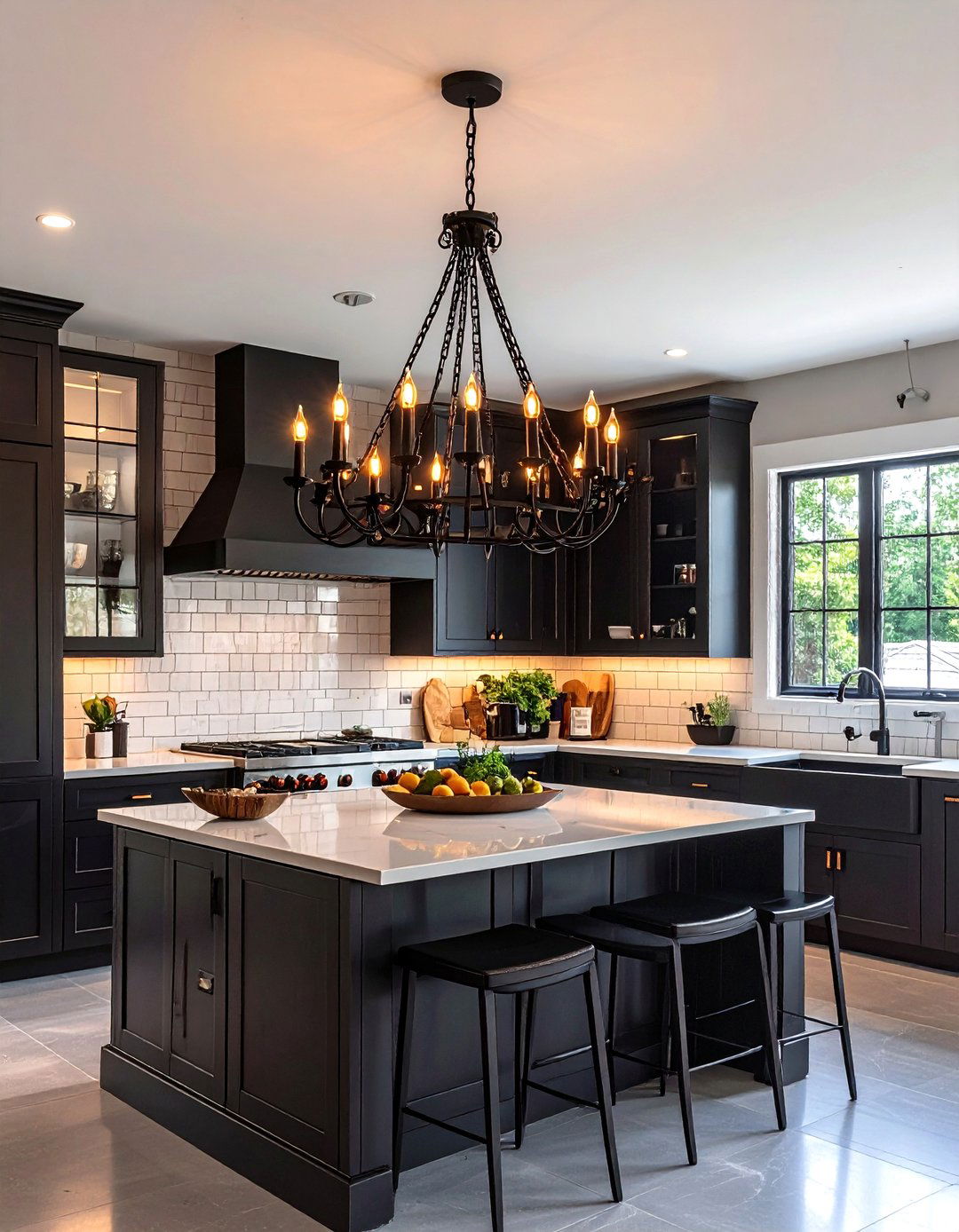 Iron and Candlelight Chandeliers Crown the Kitchen - 20 Gothic Kitchen Ideas