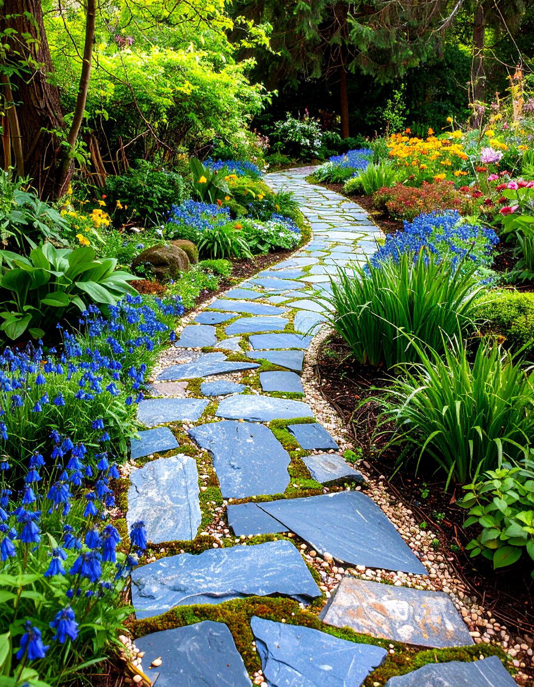 Irregular Pattern Bluestone Walkway with Natural Mosaic Effect - 20 Bluestone Walkway Ideas