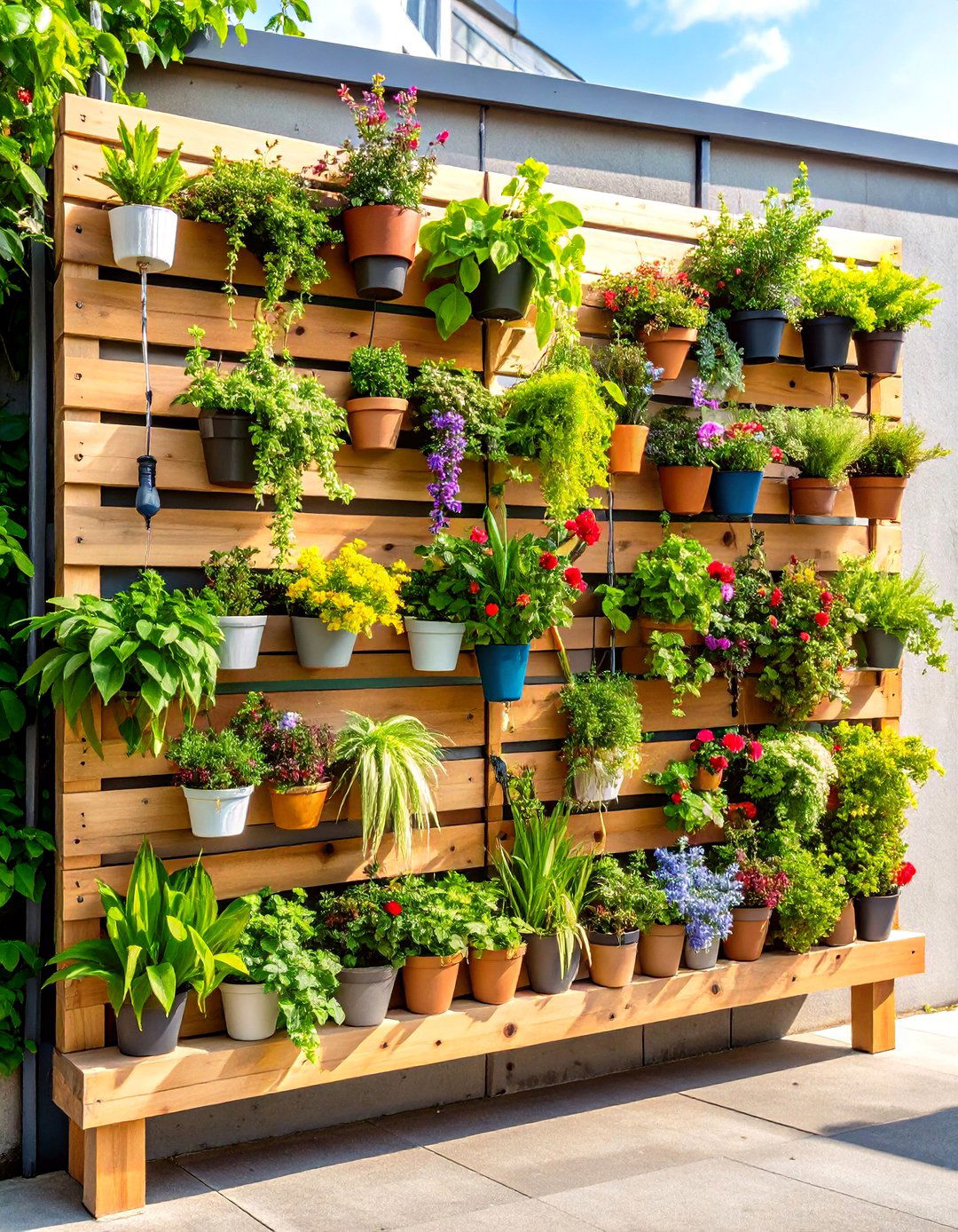 Irrigated Living Wall Pallet - 20 Vertical Pallet Garden Ideas