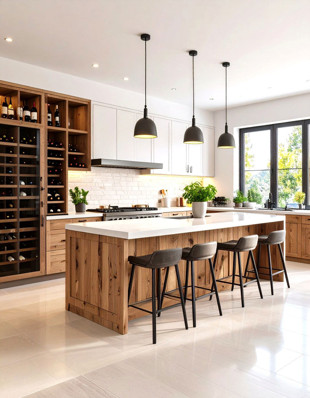 Italian Kitchen Design with Integrated Wine Storage Solutions - 20 Italian Kitchen Design Ideas