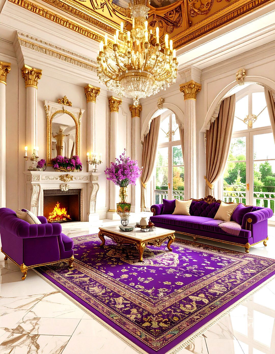 Italian Renaissance Royal Living Room with Marble Magnificence - 20 Royal Living Room Design Ideas