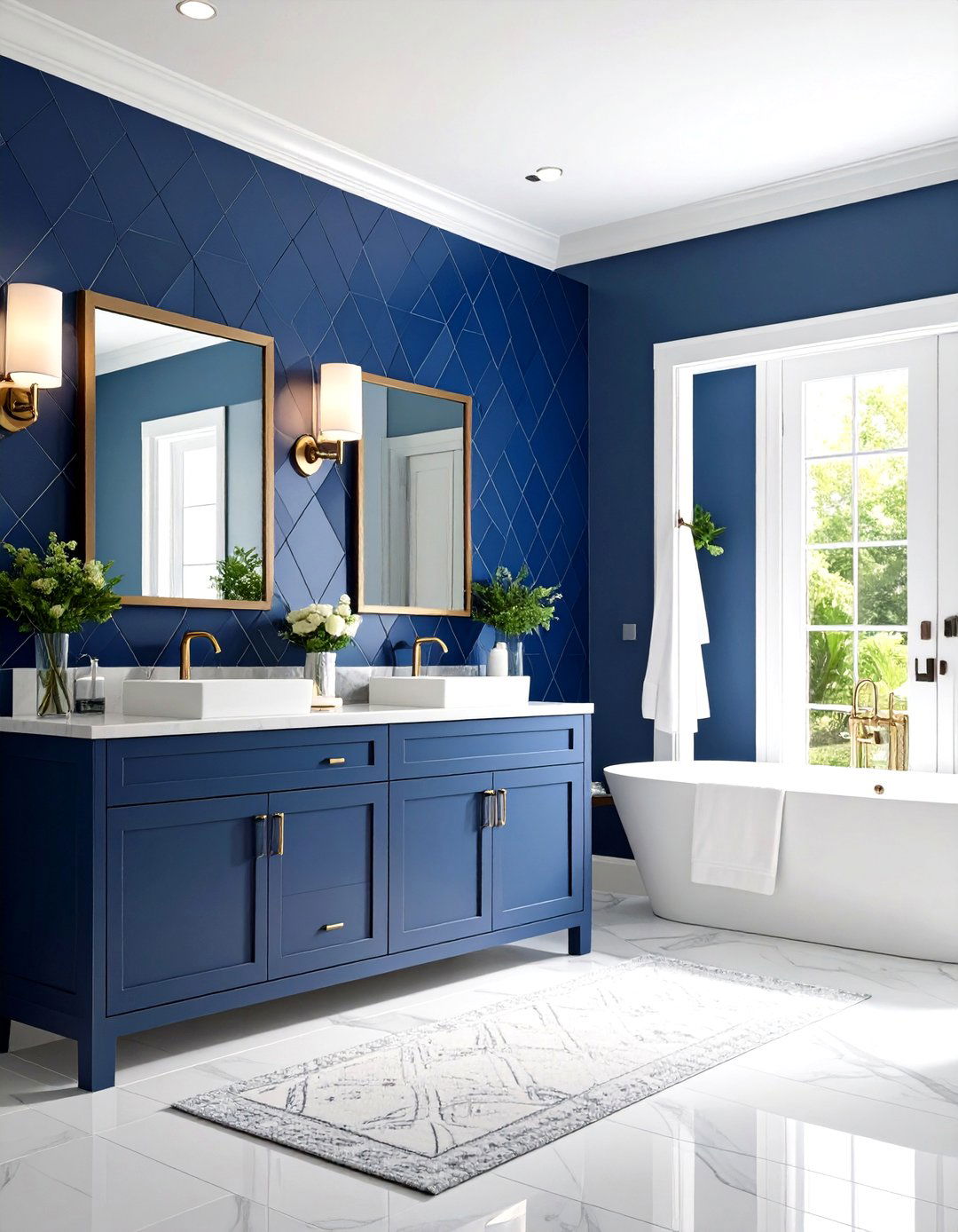 Jack and Jill Bathroom with Bold Accent Wall Design - 20 Jack and Jill Bathroom Ideas