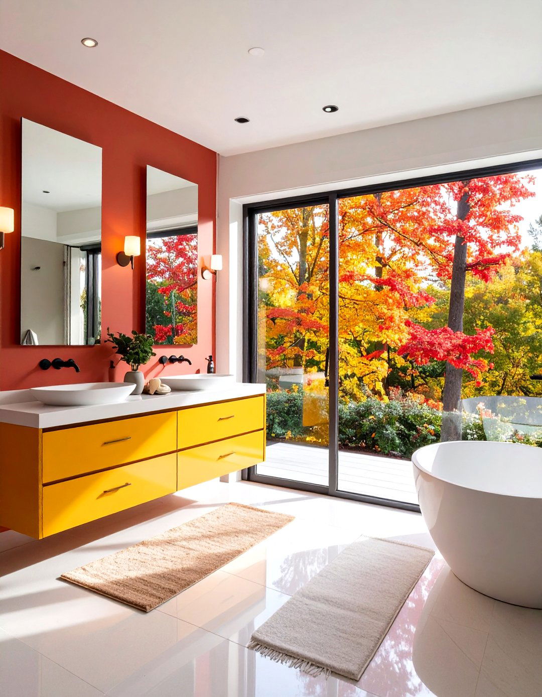 Jack and Jill Bathroom with Corner Shower and Angled Vanities - 20 Jack and Jill Bathroom Ideas