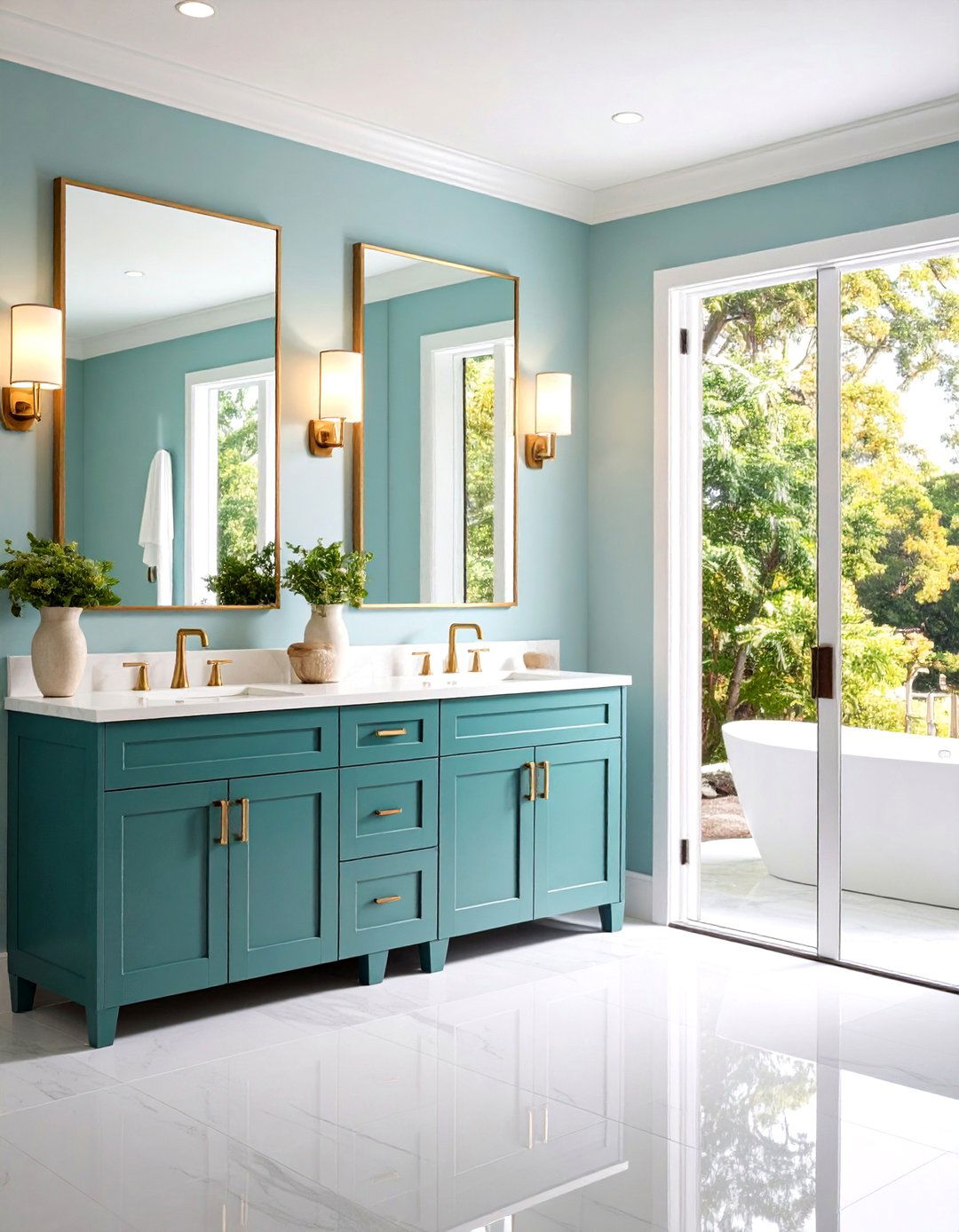 Jack and Jill Bathroom with Mirrored Pocket Door Innovation - 20 Jack and Jill Bathroom Ideas