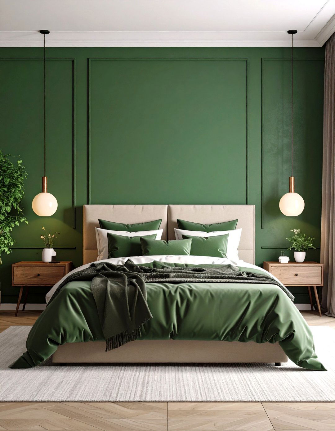 Jade Green Accent Wall Behind the Bed - 20 Jade Green Bedroom Ideas