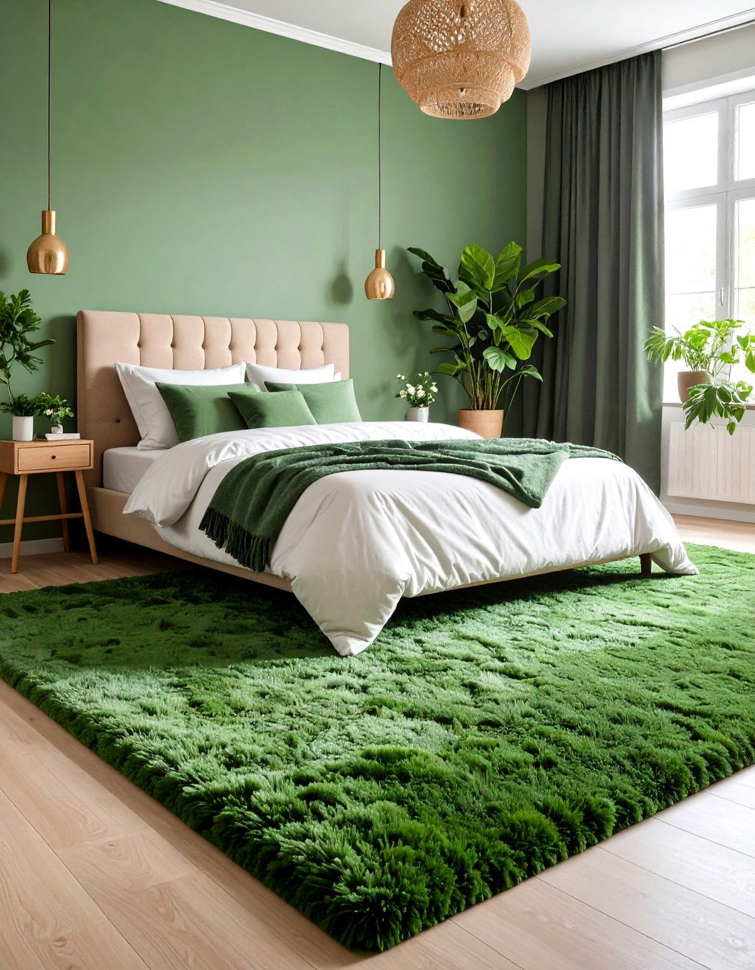 Jade Green Mossy Textured Rug - 20 Jade Green Bedroom Ideas