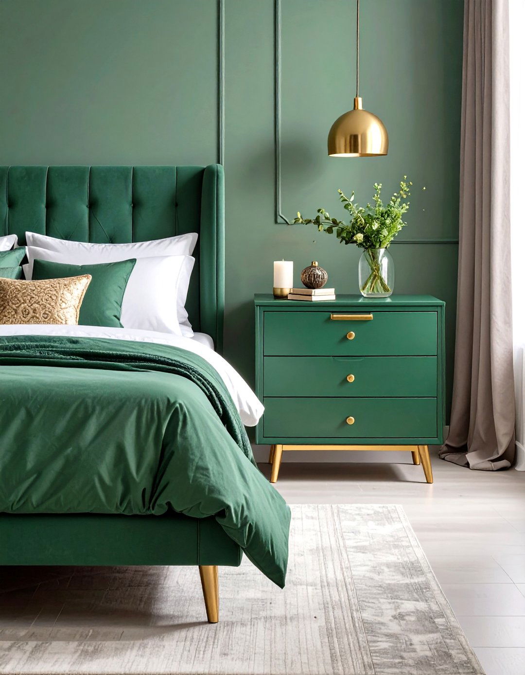 Jade Green Nightstand and Furniture Pieces - 20 Jade Green Bedroom Ideas