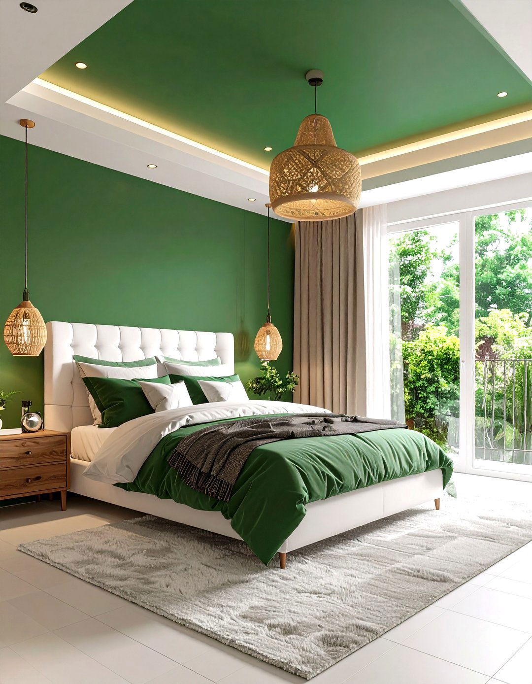 Jade Green Painted Ceiling Treatment - 20 Jade Green Bedroom Ideas