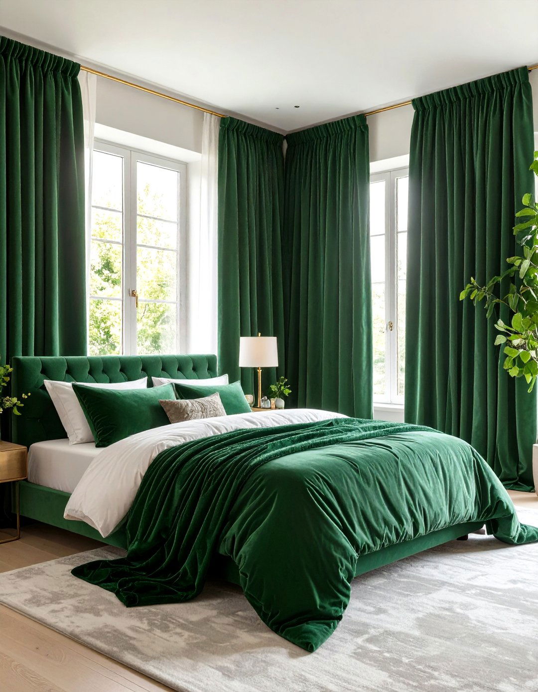 Jade Green Velvet Curtains and Drapes - 20 Jade Green Bedroom Ideas
