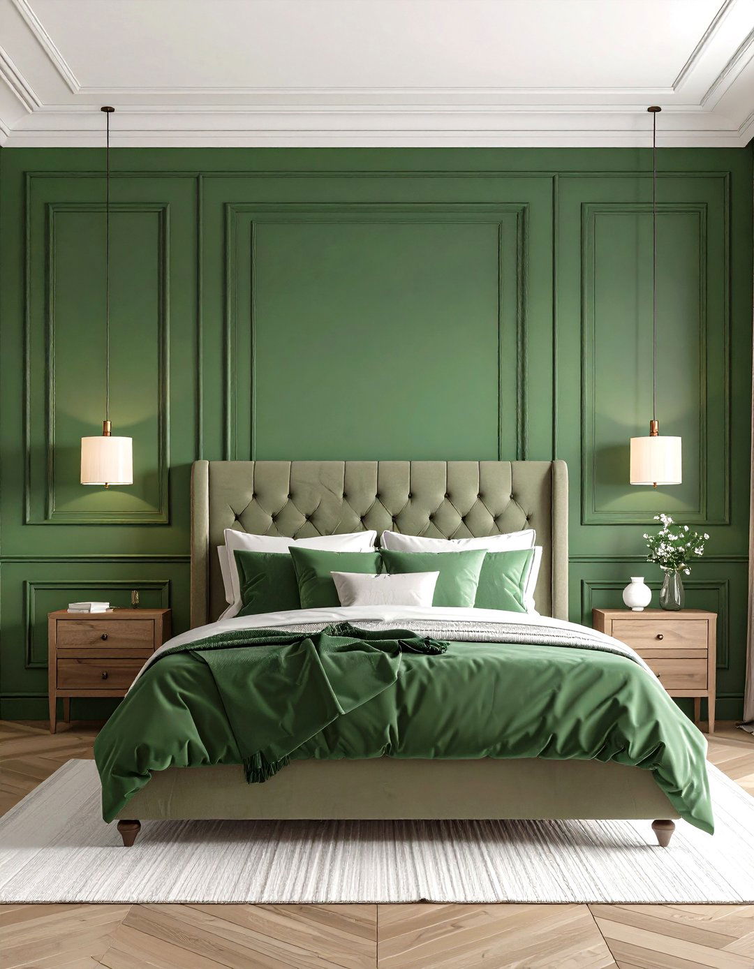 Jade Green Wainscoting and Wall Paneling - 20 Jade Green Bedroom Ideas