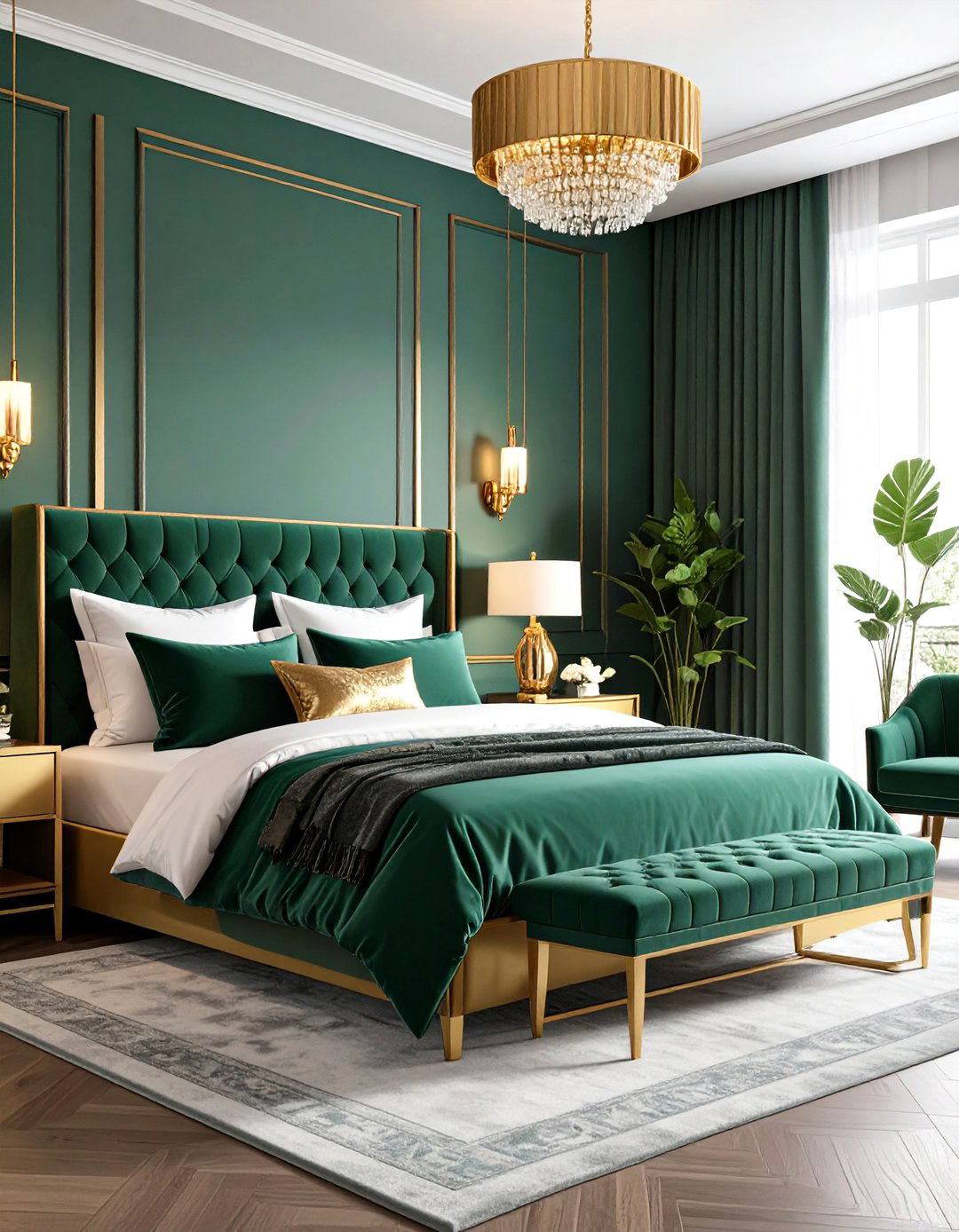 Jade Green and Gold Luxury Combination - 20 Jade Green Bedroom Ideas