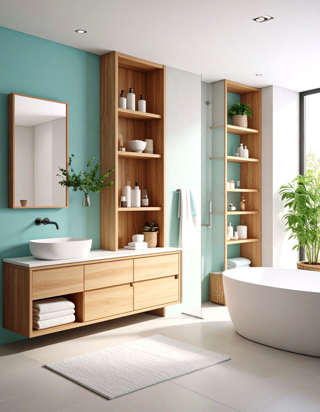 Japandi Bathroom Built In Wall Niche Storage - 20 Japandi Bathroom Ideas