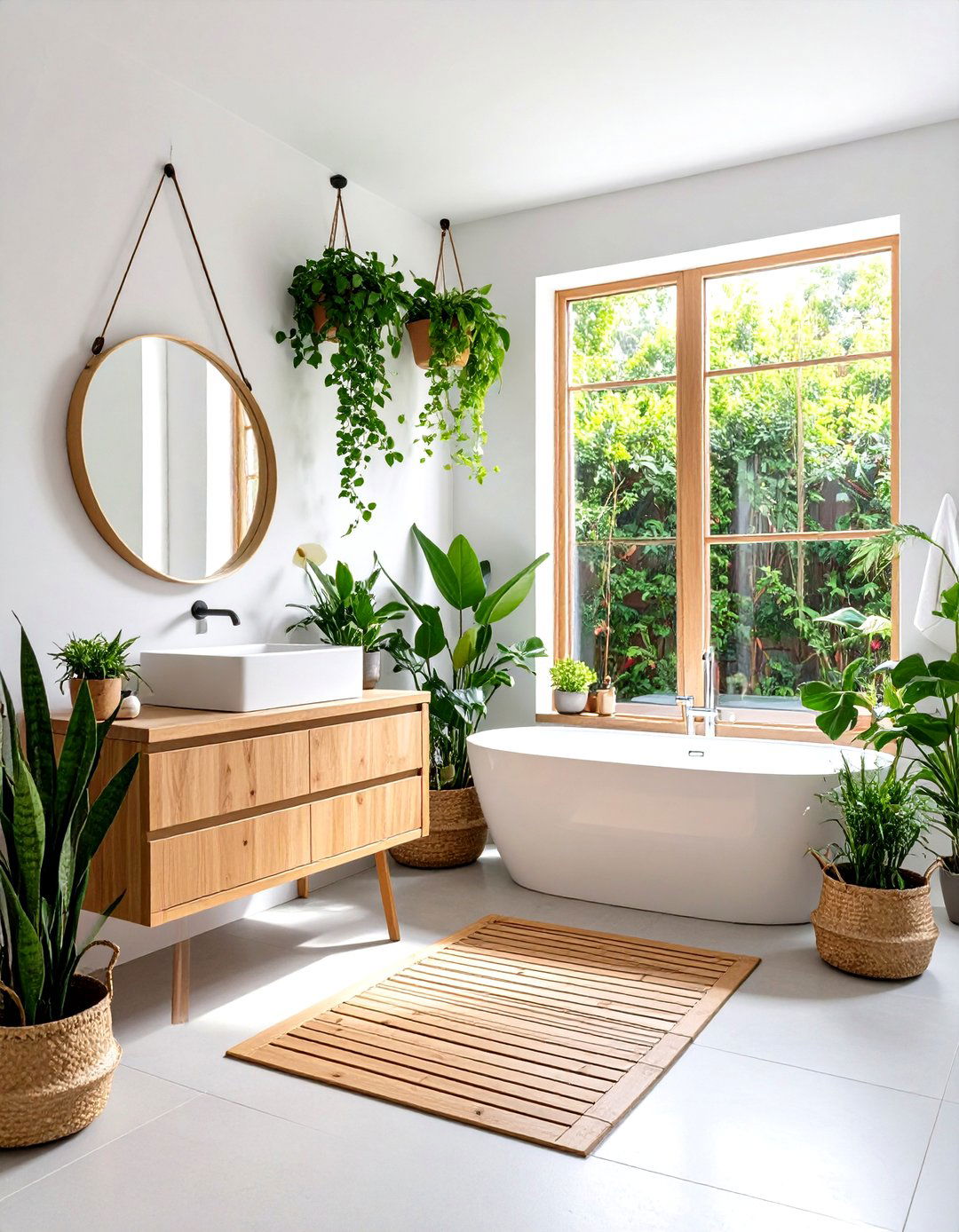 Japandi Bathroom Indoor Plant Zen Atmosphere - 20 Japandi Bathroom Ideas