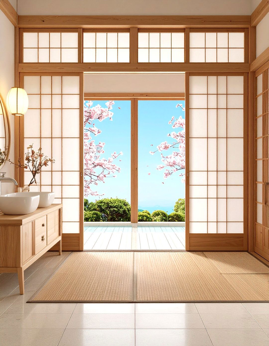 Japandi Bathroom Japanese Inspired Sliding Door Privacy - 20 Japandi Bathroom Ideas