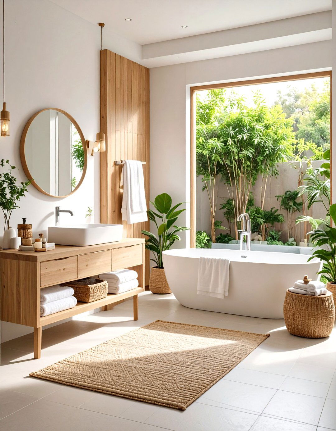 Japandi Bathroom Natural Textile Integration - 20 Japandi Bathroom Ideas