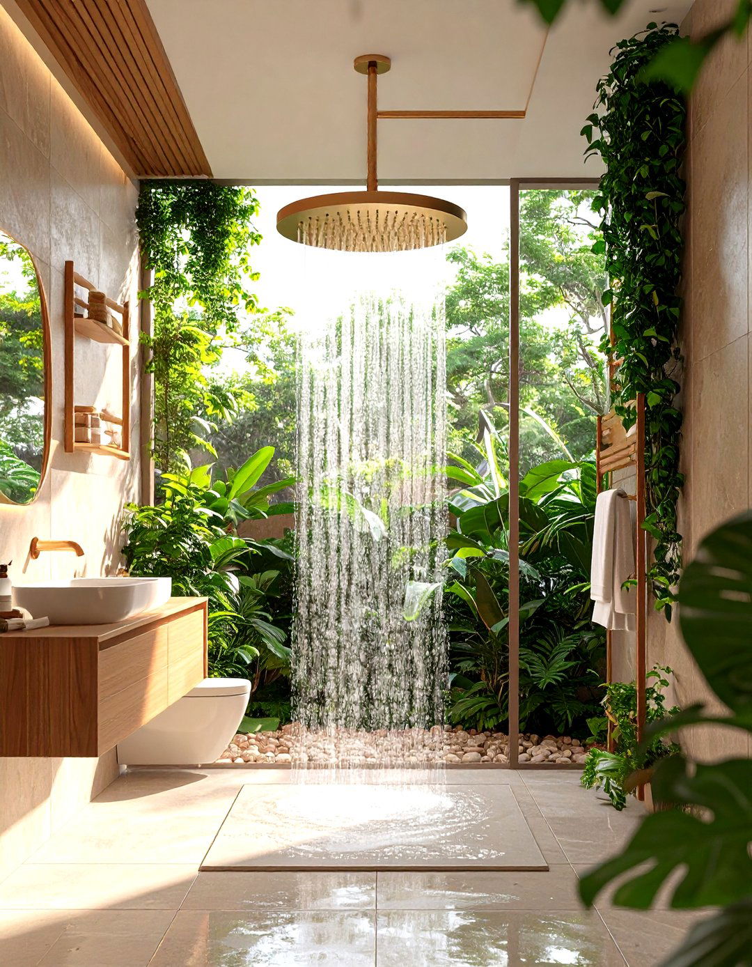 Japandi Bathroom Rain Shower Head Experience - 20 Japandi Bathroom Ideas