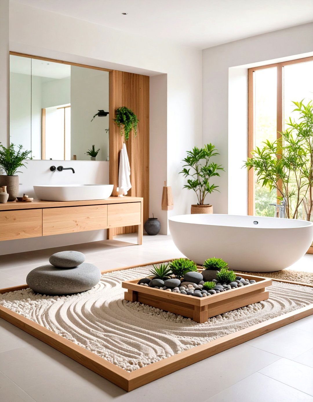 Japandi Bathroom Zen Garden Corner Creation - 20 Japandi Bathroom Ideas