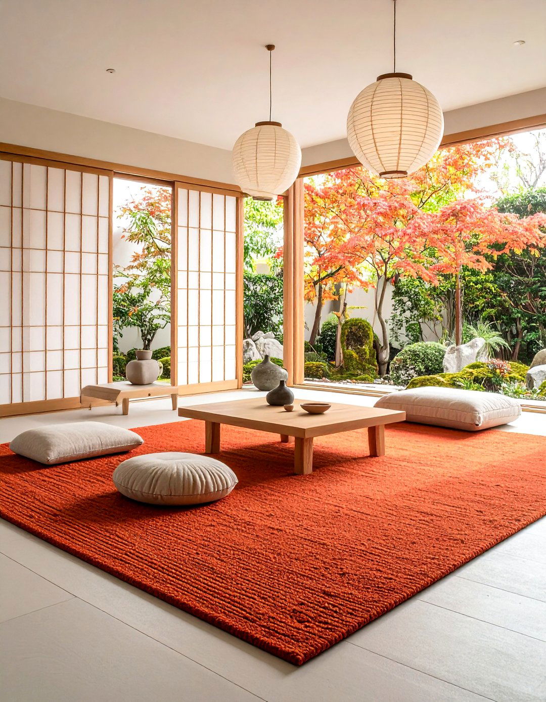 Japandi Burnt Orange Serenity - 20 Burnt Orange Living Room Ideas