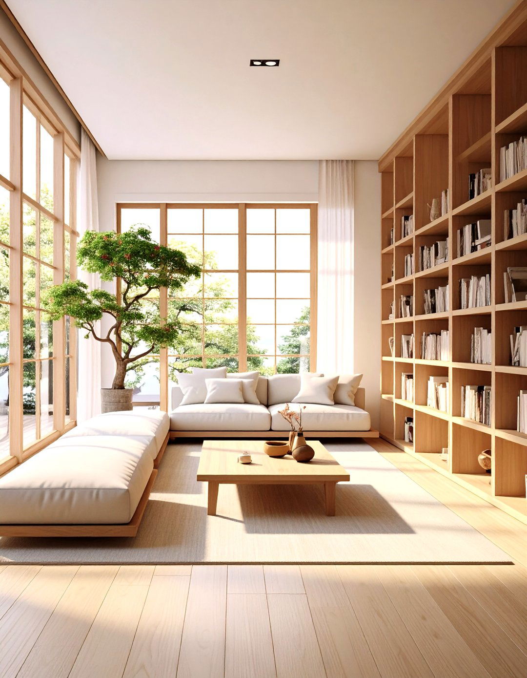 Japandi Inspired Minimalist Library - 20 Home Library Ideas