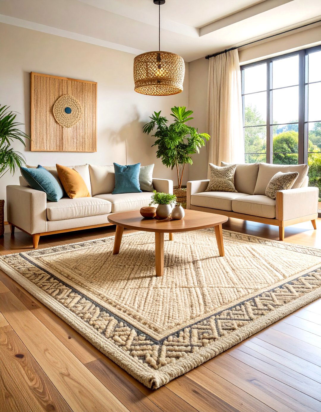 Japandi Living Room Natural Fiber Rugs - 20 Japandi Living Room Ideas