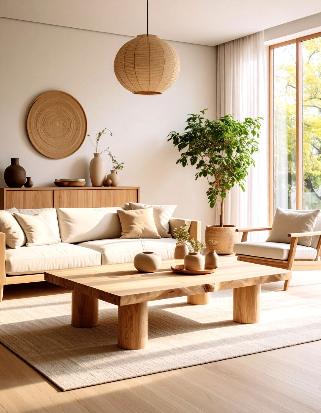 Japandi Living Room Natural Wood Coffee Tables - 20 Japandi Living Room Ideas