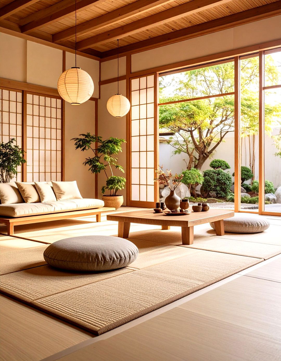 Japandi Living Room Tatami Mat Flooring - 20 Japandi Living Room Ideas