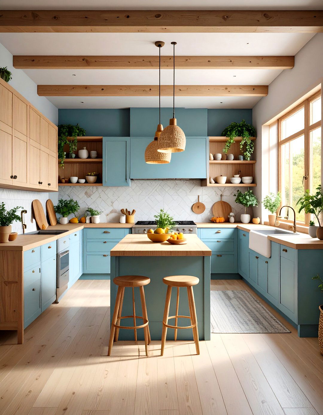Japandi Mixed Material Harmony - 20 Japandi Kitchen Ideas
