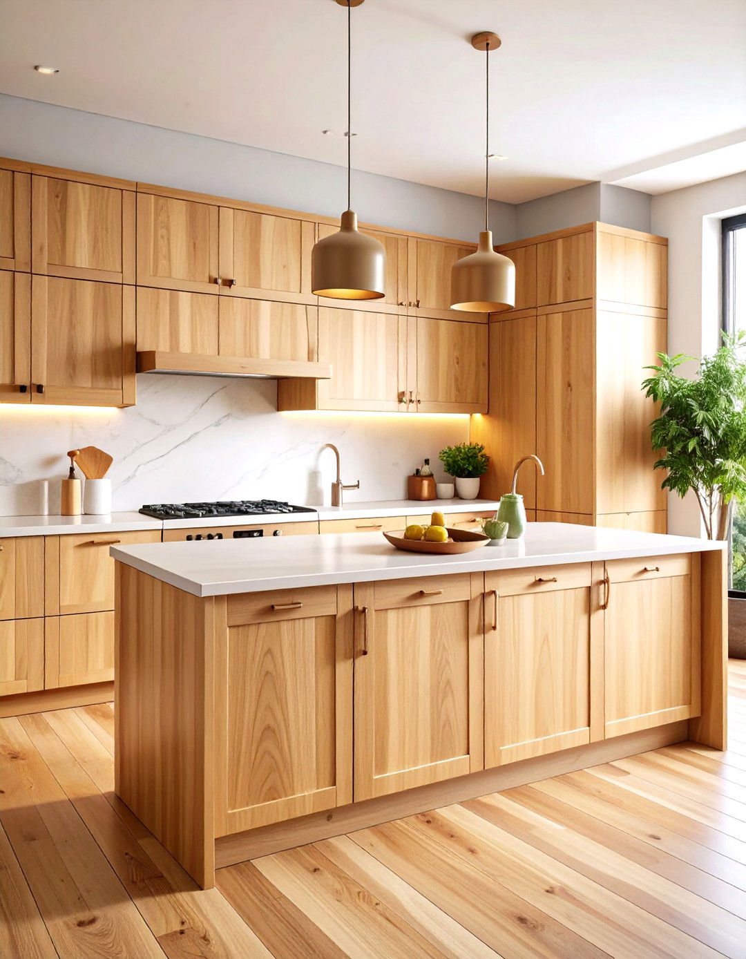 Japandi Natural Wood Cabinet Systems - 20 Japandi Kitchen Ideas