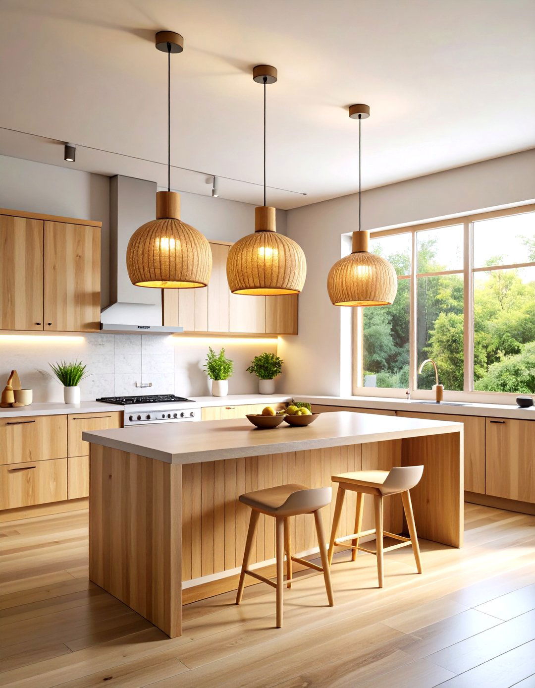 Japandi Pendant Light Fixtures - 20 Japandi Kitchen Ideas