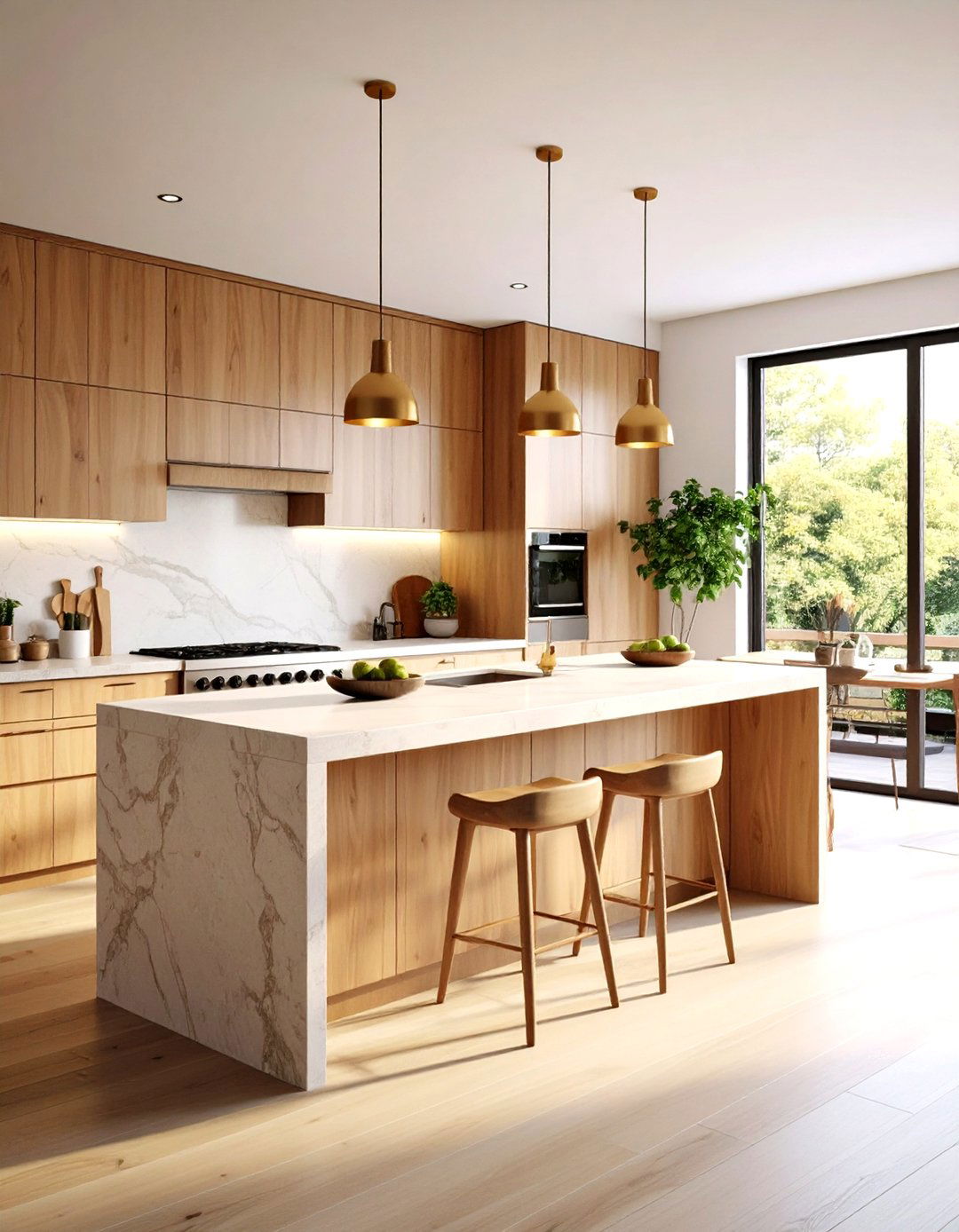Japandi Stone and Wood Countertop Combinations - 20 Japandi Kitchen Ideas