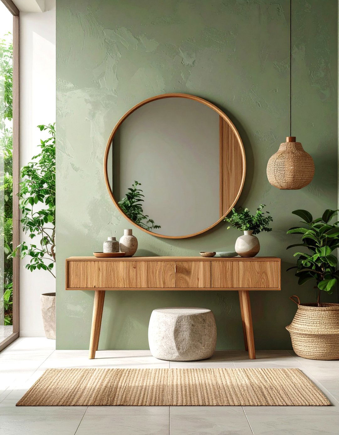 Japandi Wooden Framed Hallway Mirror - 20 hallway mirror ideas