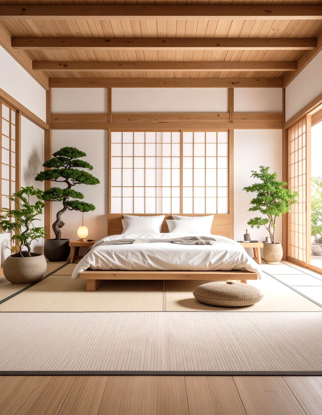Japanese Bedroom Design Incorporating Living Plant Elements and Bonsai - 20 Japanese Bedroom Design Ideas