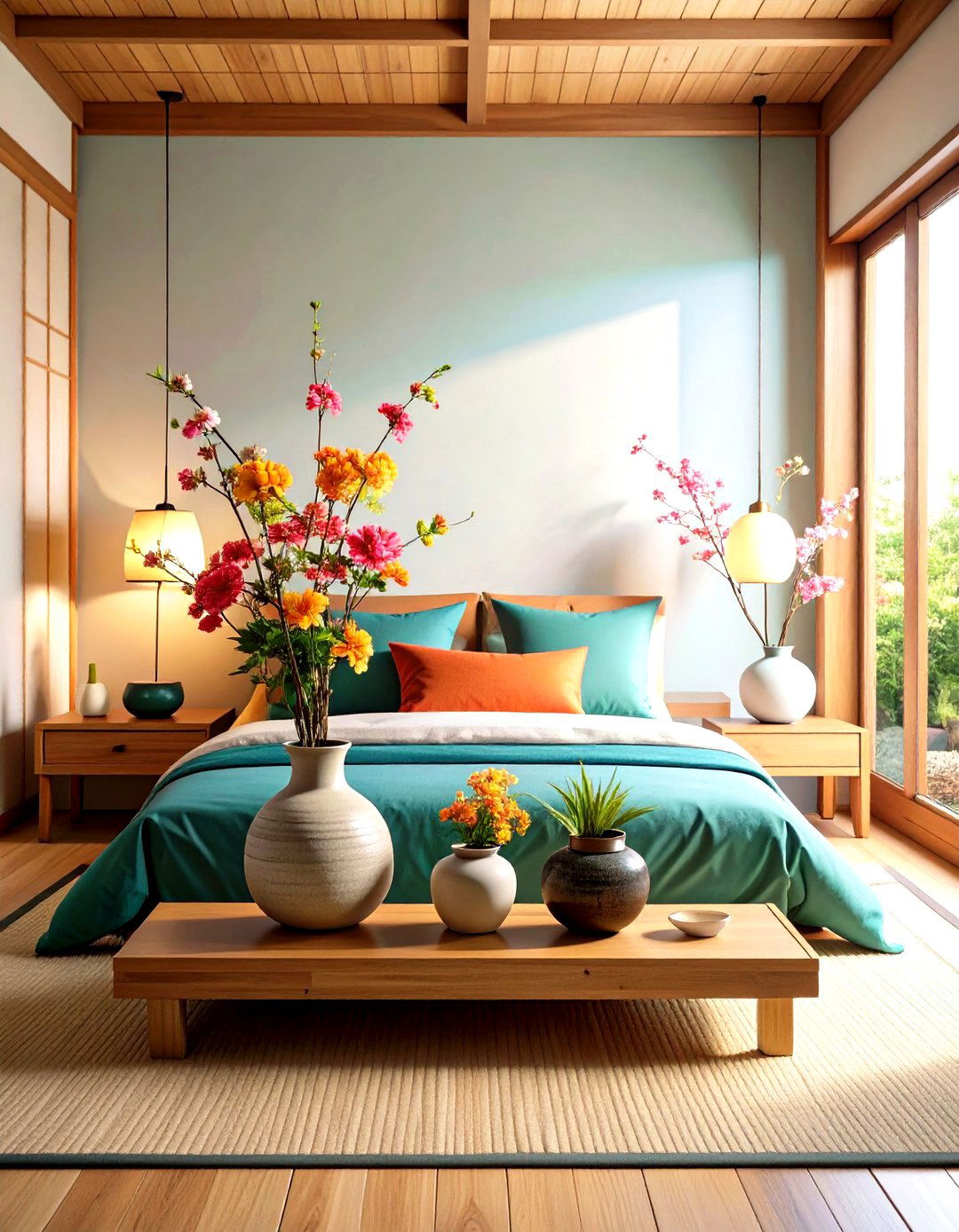Japanese Bedroom Design with Ikebana Floral Arrangement Focal Points - 20 Japanese Bedroom Design Ideas