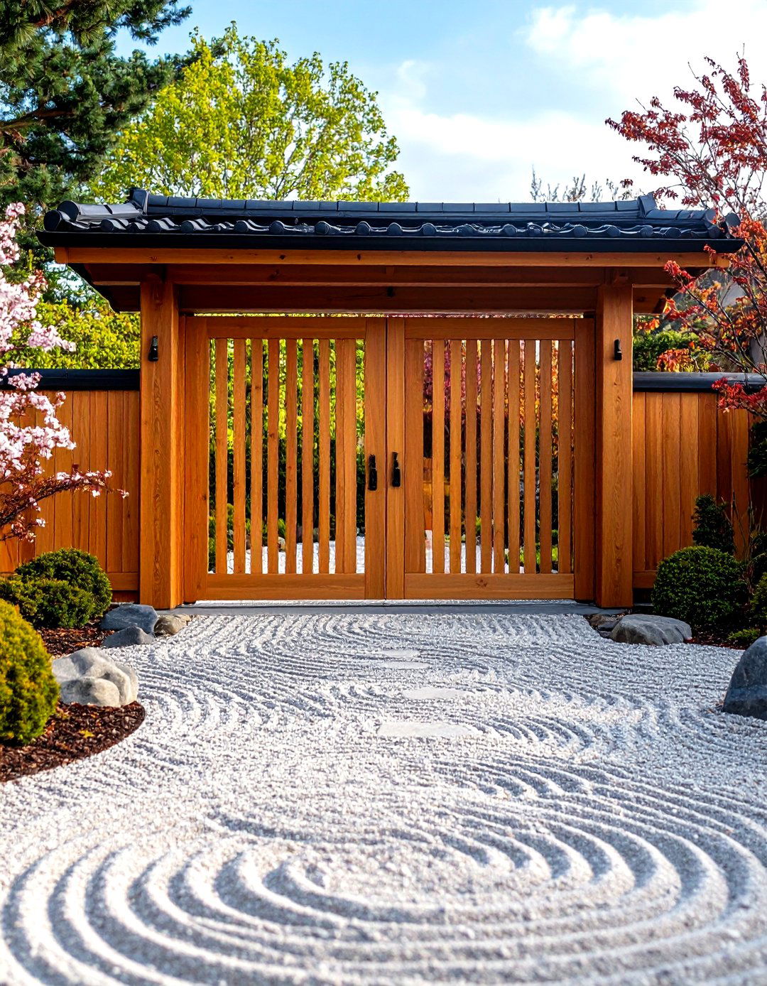 Japanese Cedar Screen Driveway Gate - 20 Driveway Gate Ideas