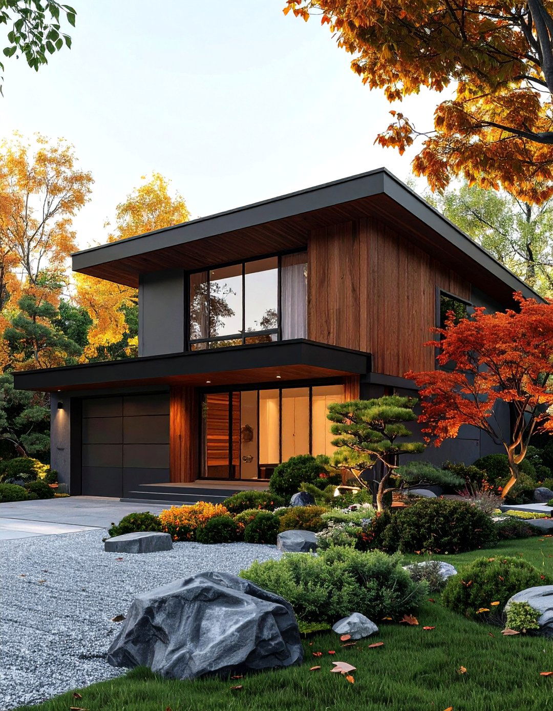 Japanese Inspired Gable House with Black Roof - 20 houses with black roofs