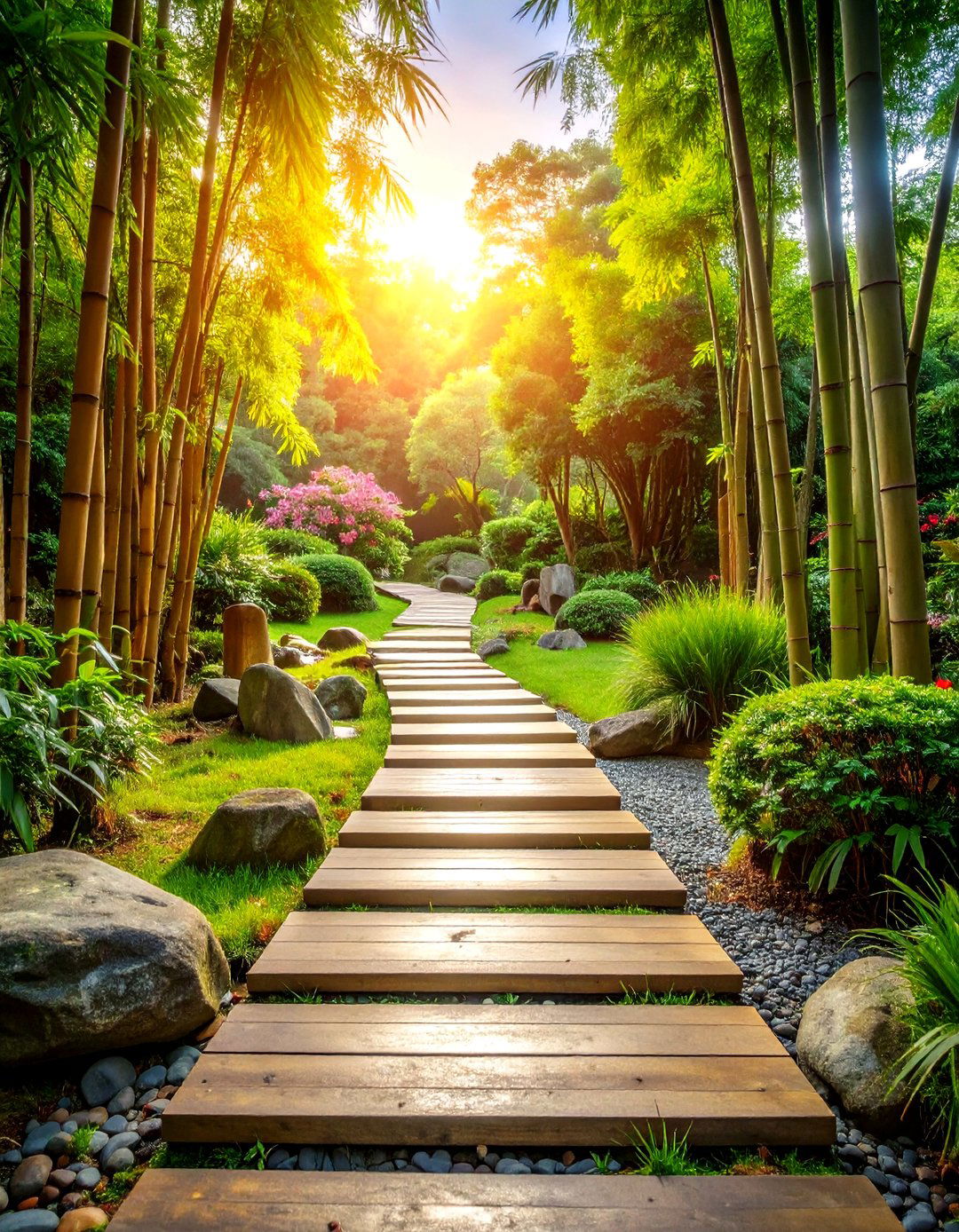 Japanese Inspired Garden Path with Bamboo - 20 Garden Path Ideas