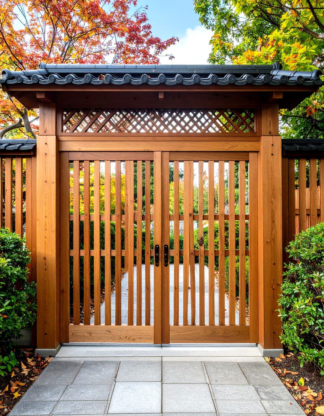 Japanese Inspired Lattice Fence Gate in Natural Cedar - 20 Fence Gate Ideas