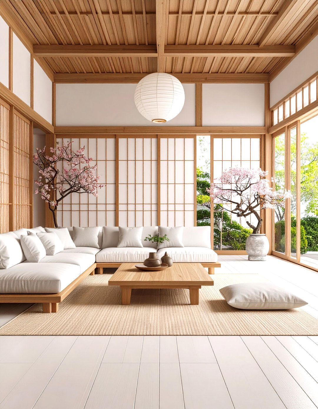 Japanese Inspired Minimalist White Couch Zen Space - 20 White Couch Living Room Ideas