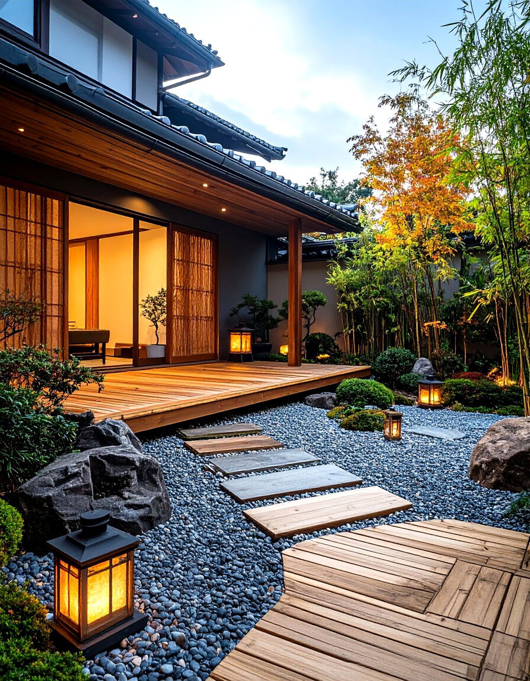 Japanese Inspired Modern Front Porch Garden - 20 Modern Front Porch Ideas