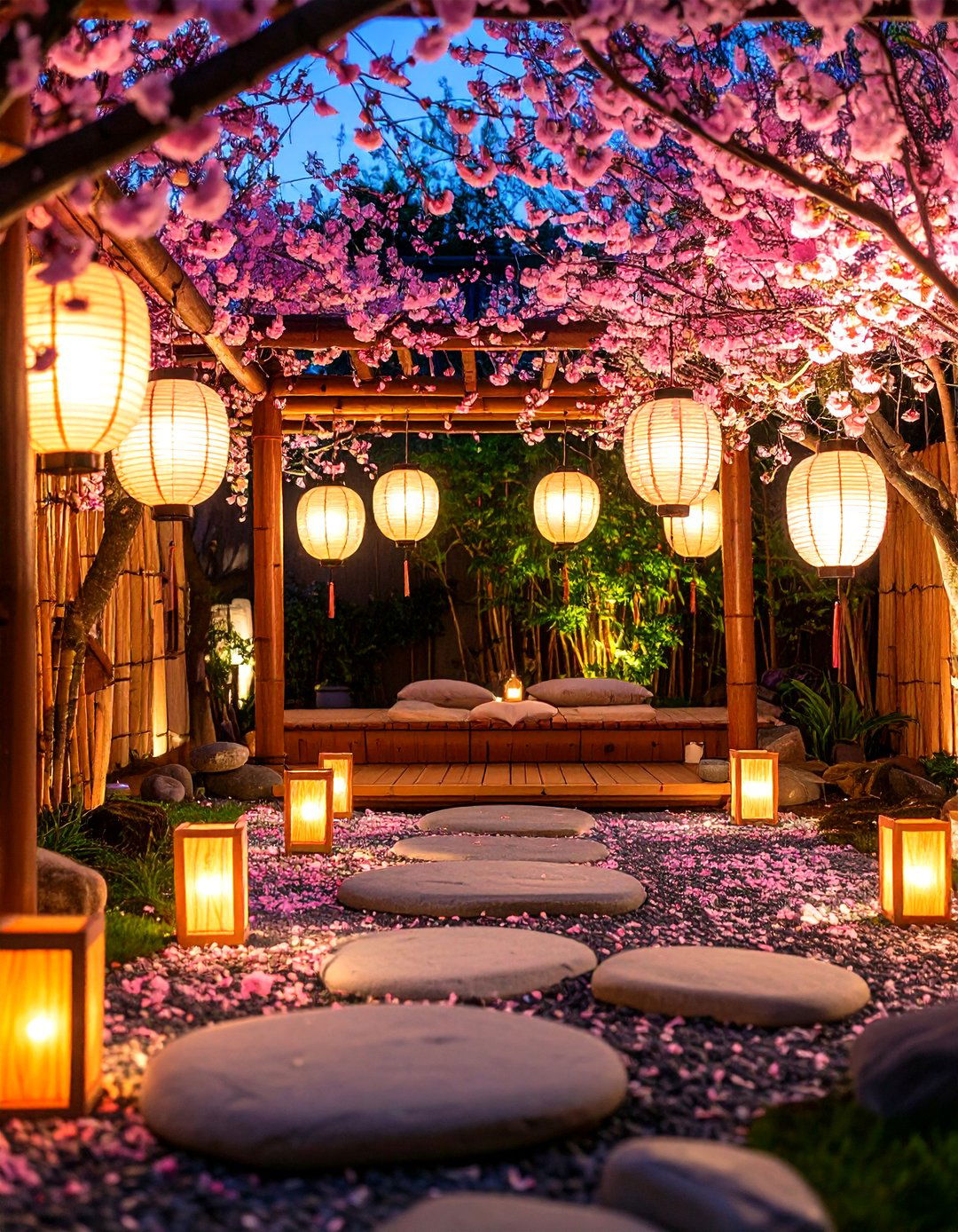 Japanese Inspired Wedding Altar with Cherry Blossom Branches - 20 Wedding Altar Ideas