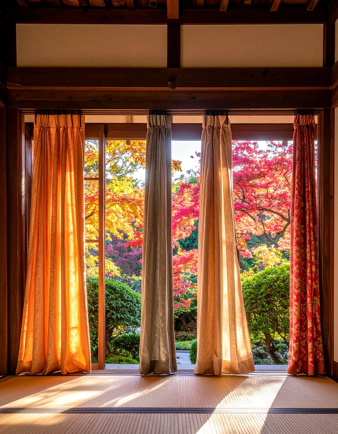 Japanese Interior Design Using Graceful Noren Fabric Entrance Curtains - 20 Japanese Interior Design Ideas