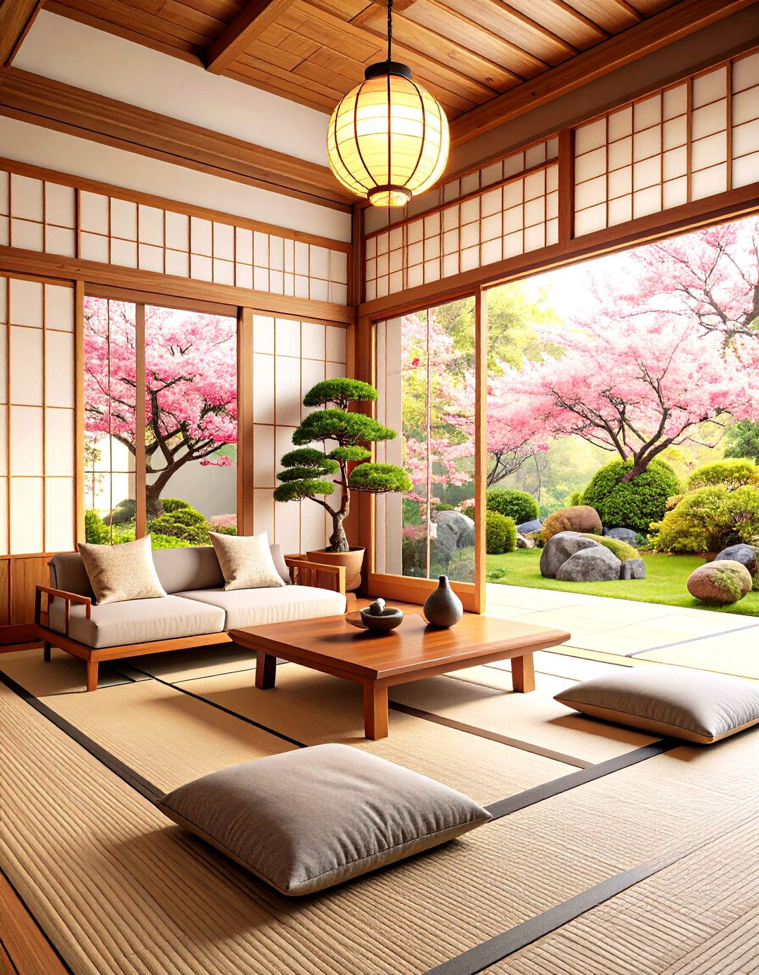 Japanese Royal Living Room with Silk Screen Serenity - 20 Royal Living Room Design Ideas