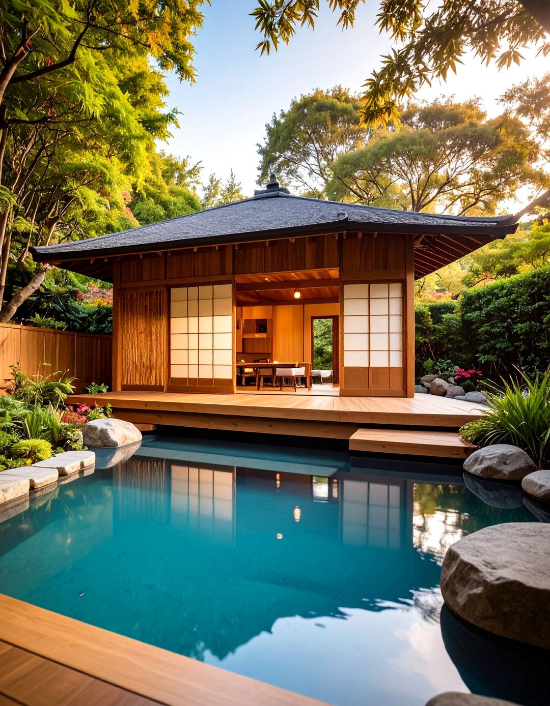 Japanese Zen Pool Shed - 20 Pool Shed Ideas