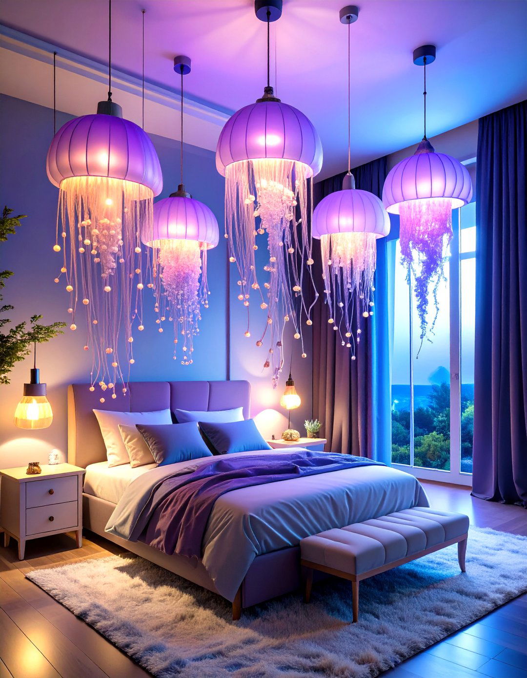 Jellyfish Pendant Lighting - 20 Underwater Mermaid Bedroom Ideas