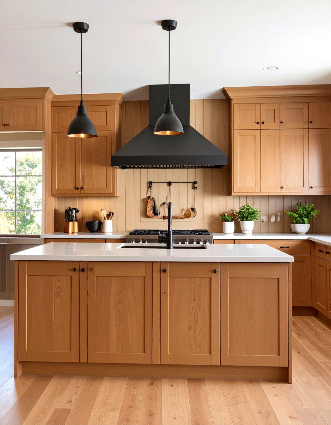 Jet Black Hood and Coffee Tone Cabinet Kitchen - 20 Black and Brown Kitchen Ideas