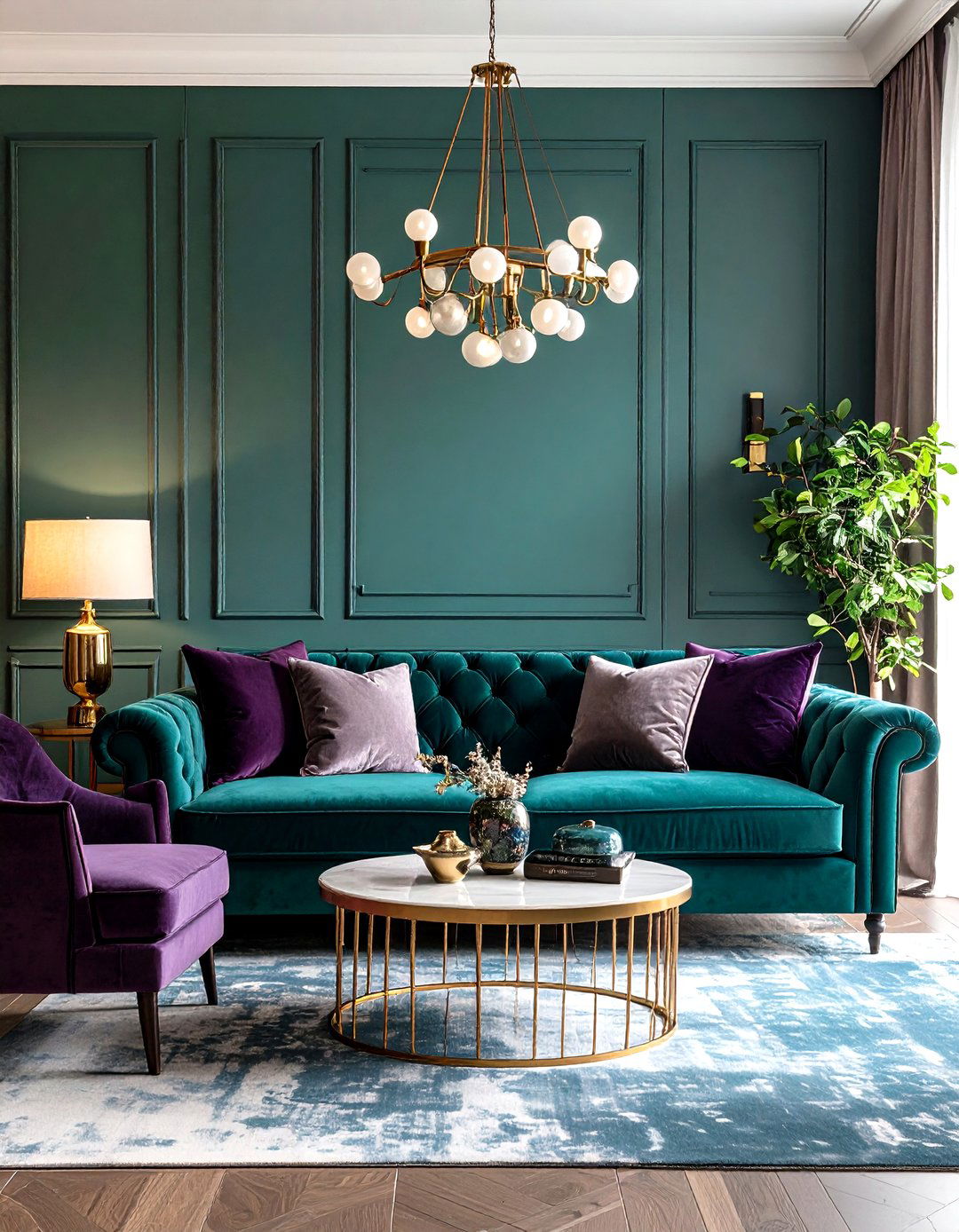 Jewel Tone Accent Pieces Add Earth Rich Contrast - 20 Earthy Living Room Decor Ideas